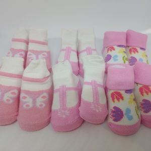 Newborn Lot Baby Girl Pink Sock Booties